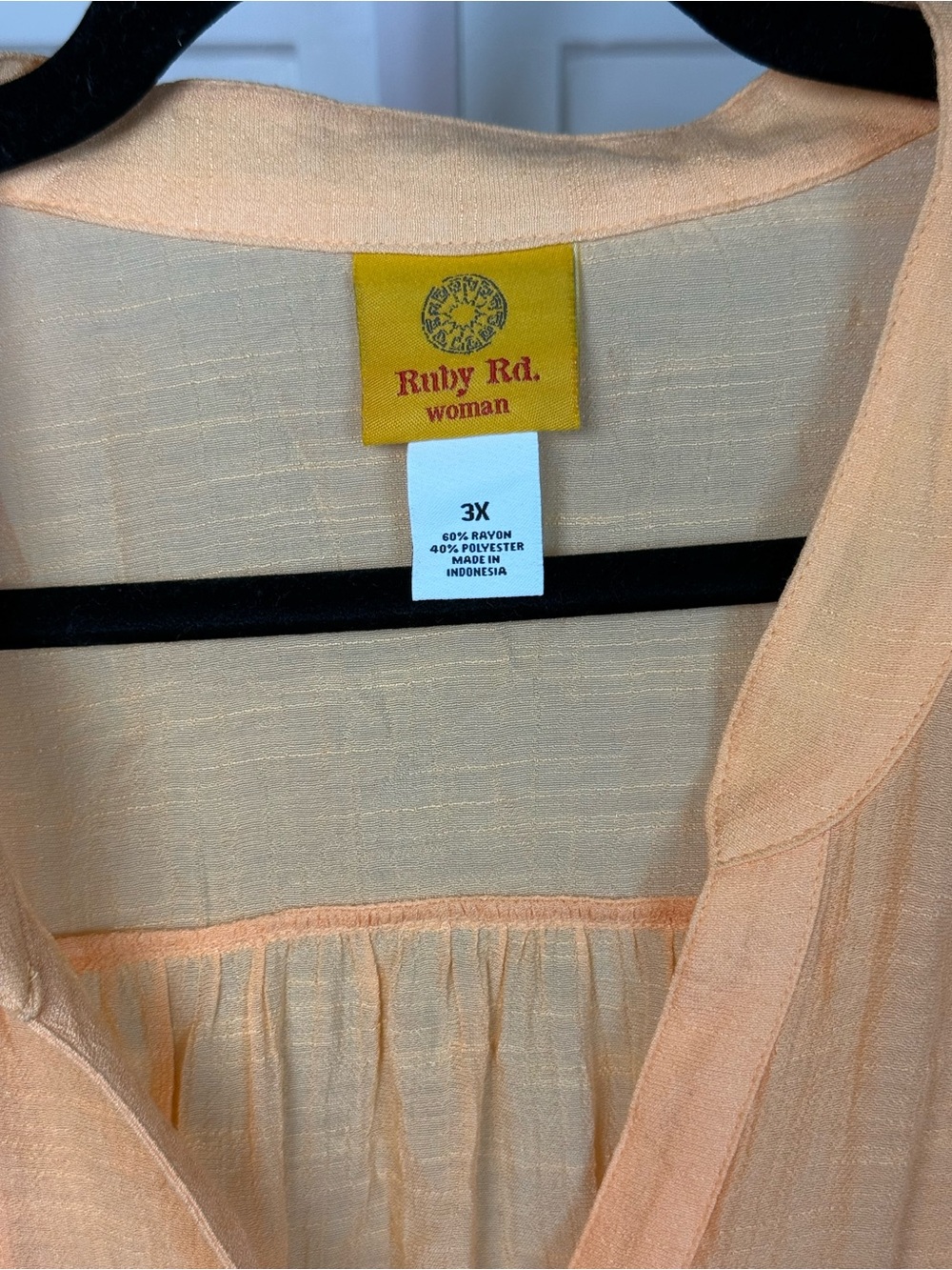 Ruby Rd. Peach-Orange Split-Neck Button Tunic - Picture 6 of 8